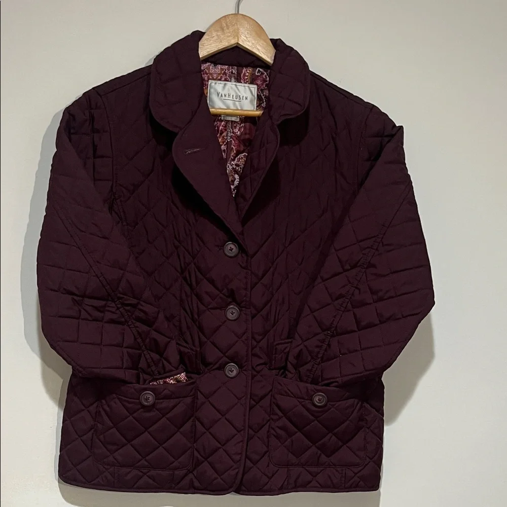 Van Heusen Women's Deep Plum Quilted Puffer Coat